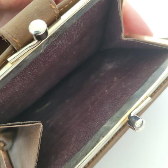 Valentino Bifold Card Bill Holder Brown Wallet Medium Vintage Kisslock Italian - Picture 7 of 11